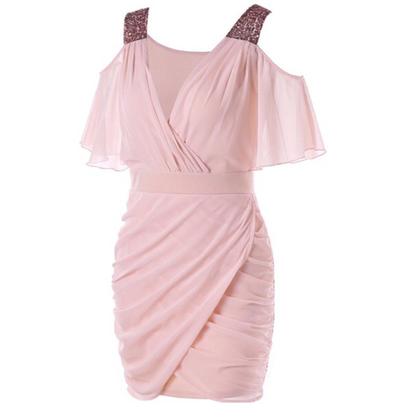 🌸 Sequin Design Wrap Dress - Picture 3 of 5